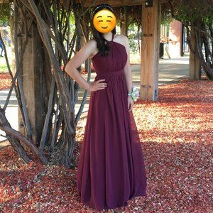 Wine Chiffon Halter A-line Gown
